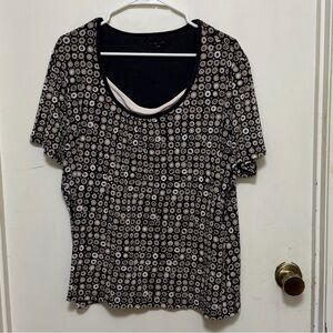 Black, brown and White Patterned Women's Top